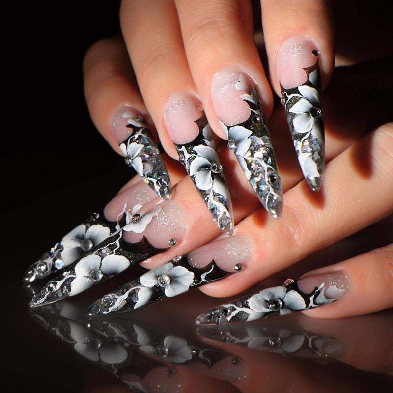 BTYMS 1200 Pieces Stiletto Nail Tips Clear Long Fakes Nails Half Cover False Nail Tips for Acrylic Nails - Image 5